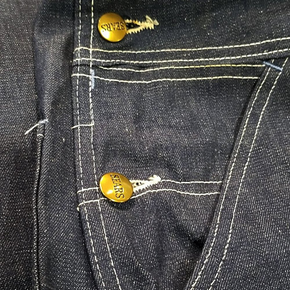 Vintage 60s SEARS Denim Bib Overalls NOS Union Made Utility Gorpcore Lagenlook - Picture 6 of 13